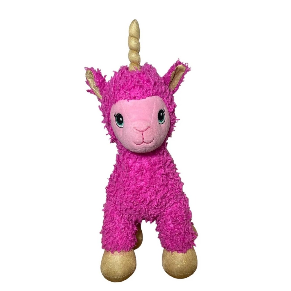 Build a Bear 15” Stuffed Hot Pink Sparkle Gold Llamacorn Unicorn